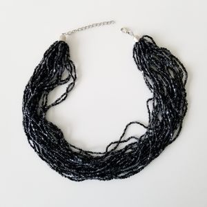 Gray black bead necklace
